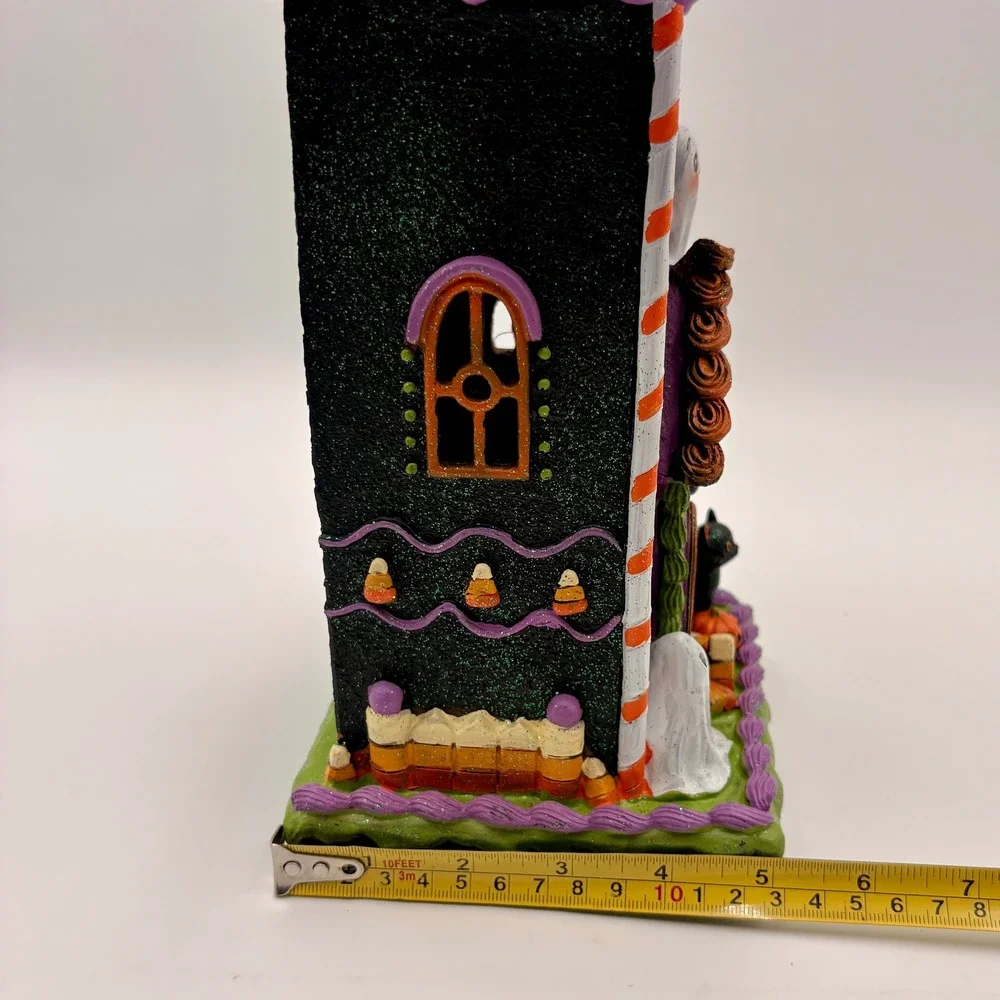 Jack O Lantern Lane Halloween Haunted Gingerbread House Ghost Cat Decor New